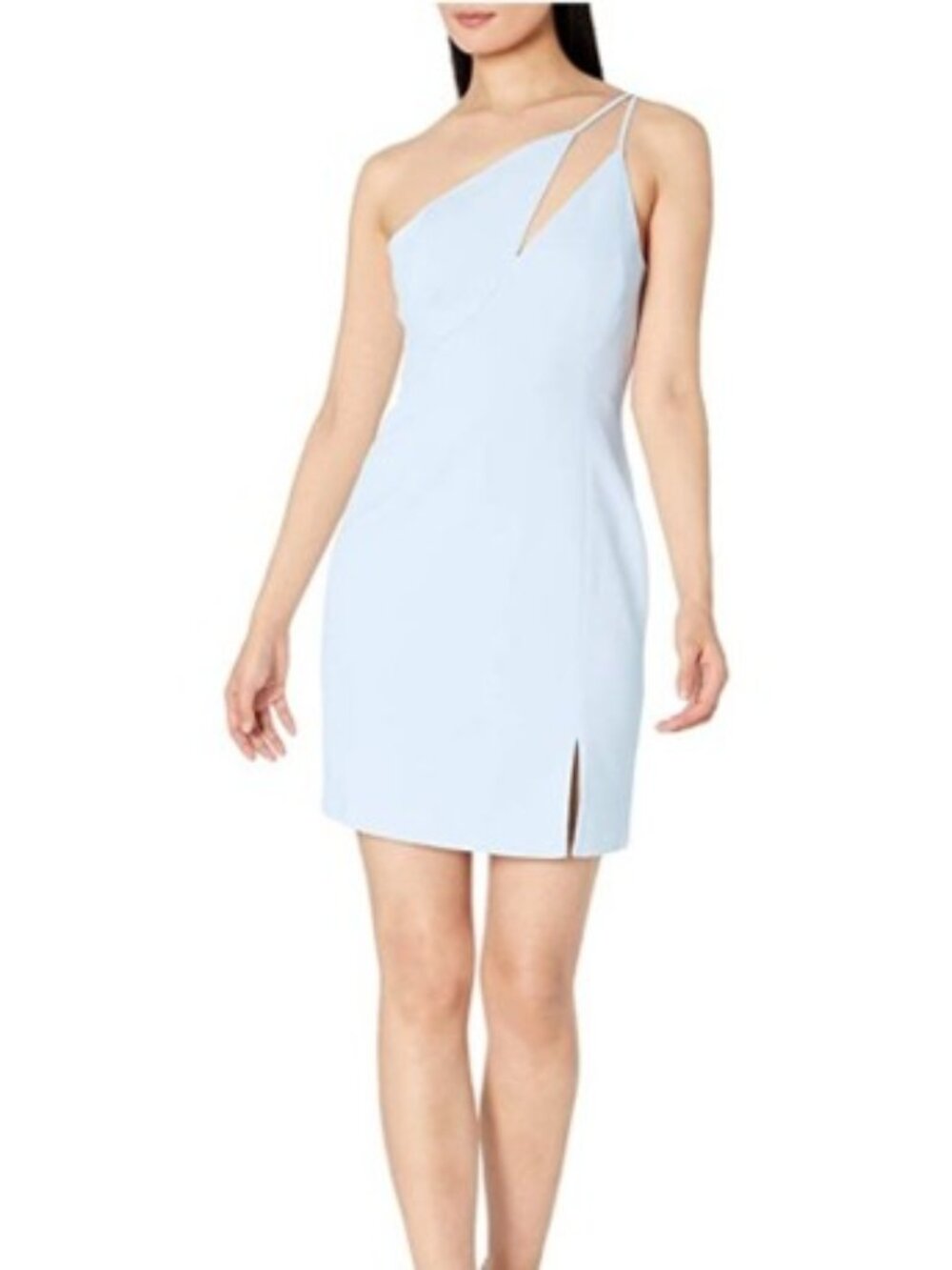 BCBGMAXAZRIA Women's Cut Out One Shoulder Dress - Size 8 - Artic Ice Light Blue
